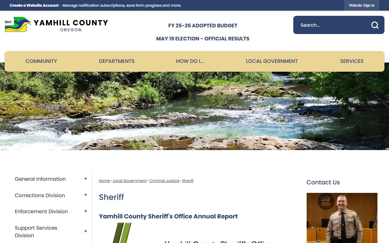 Yamhill County arrest records and Sheriff's Office page