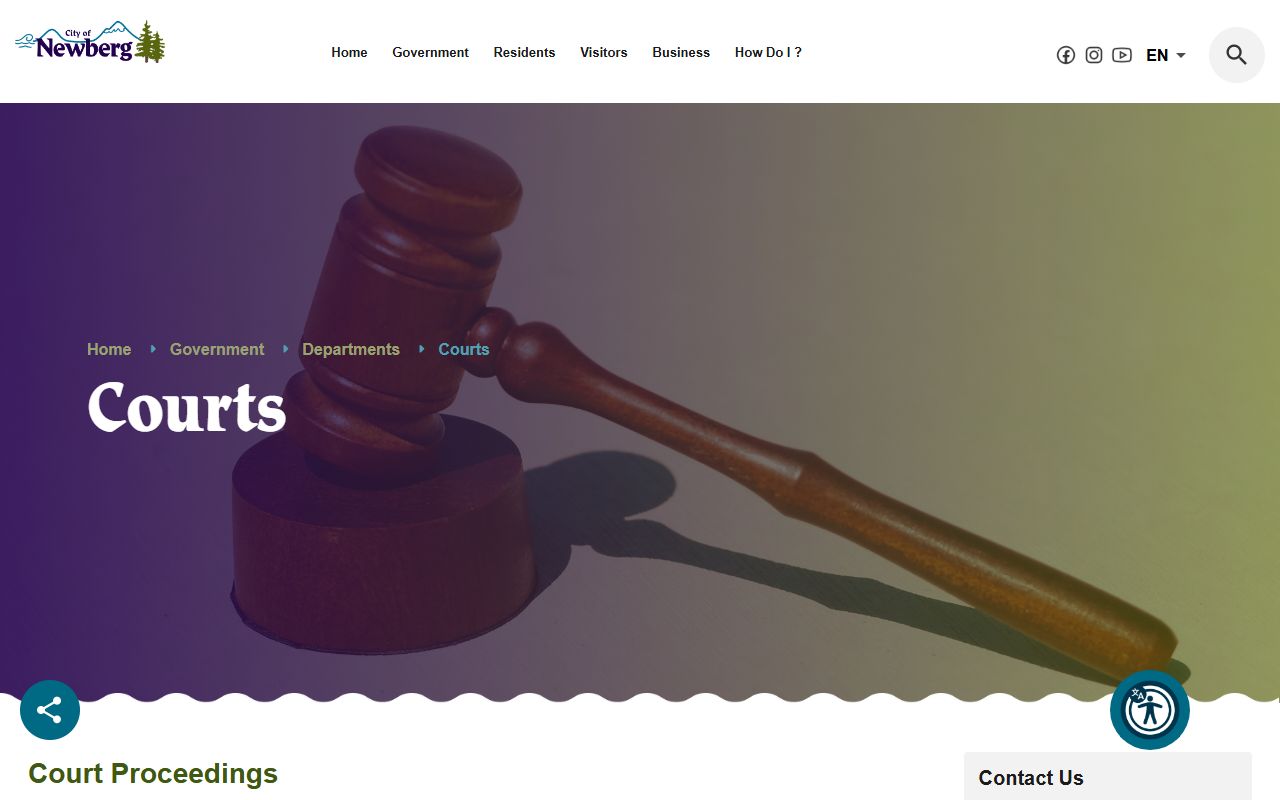 Yamhill County court dockets Newberg courts department page