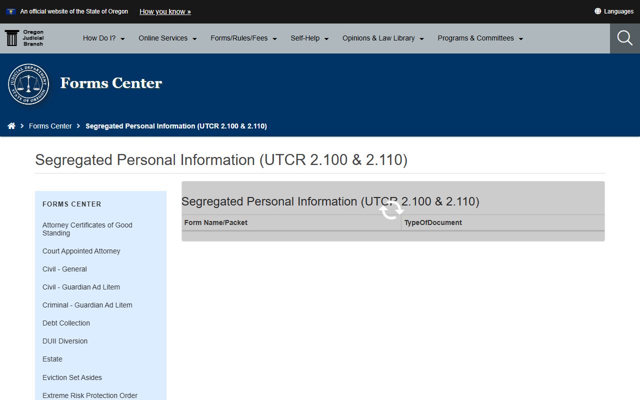 Yamhill County court records OJD protected personal information forms