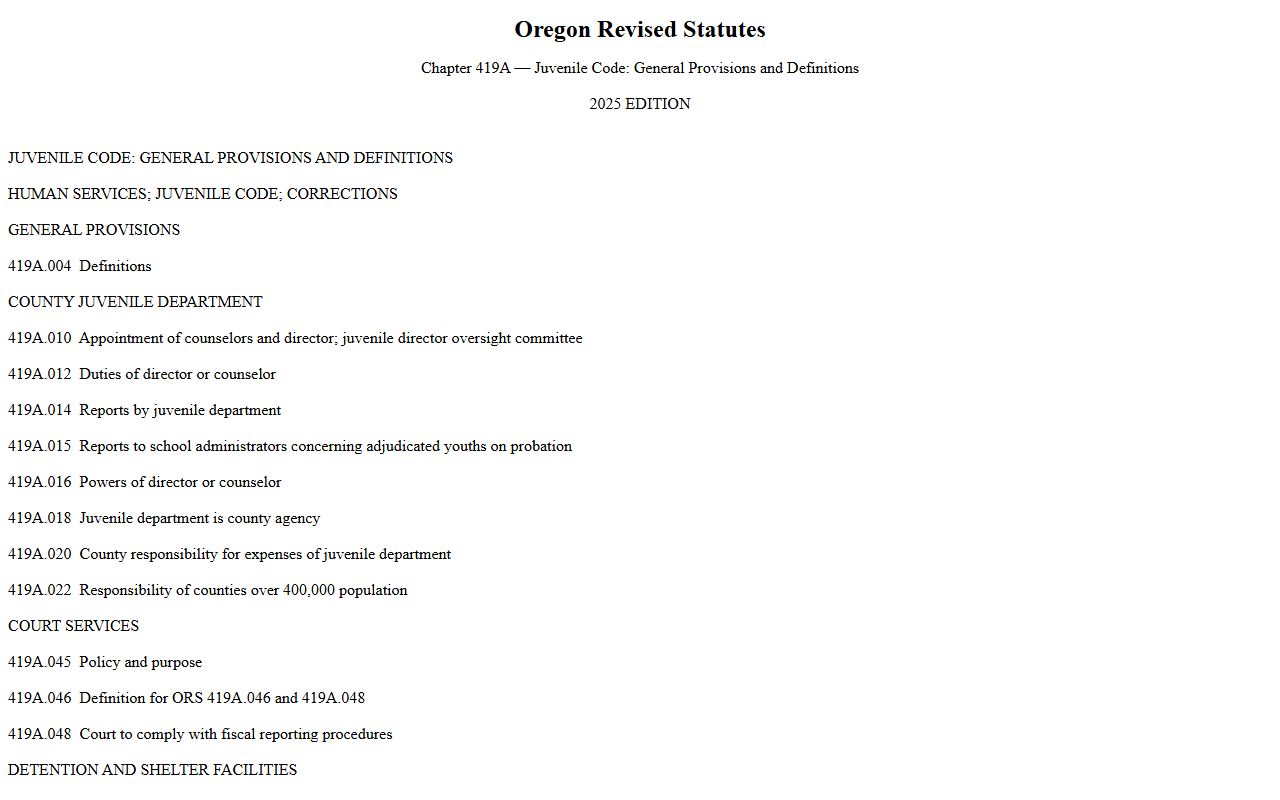 Yamhill County criminal court records ORS Chapter 419A juvenile limits