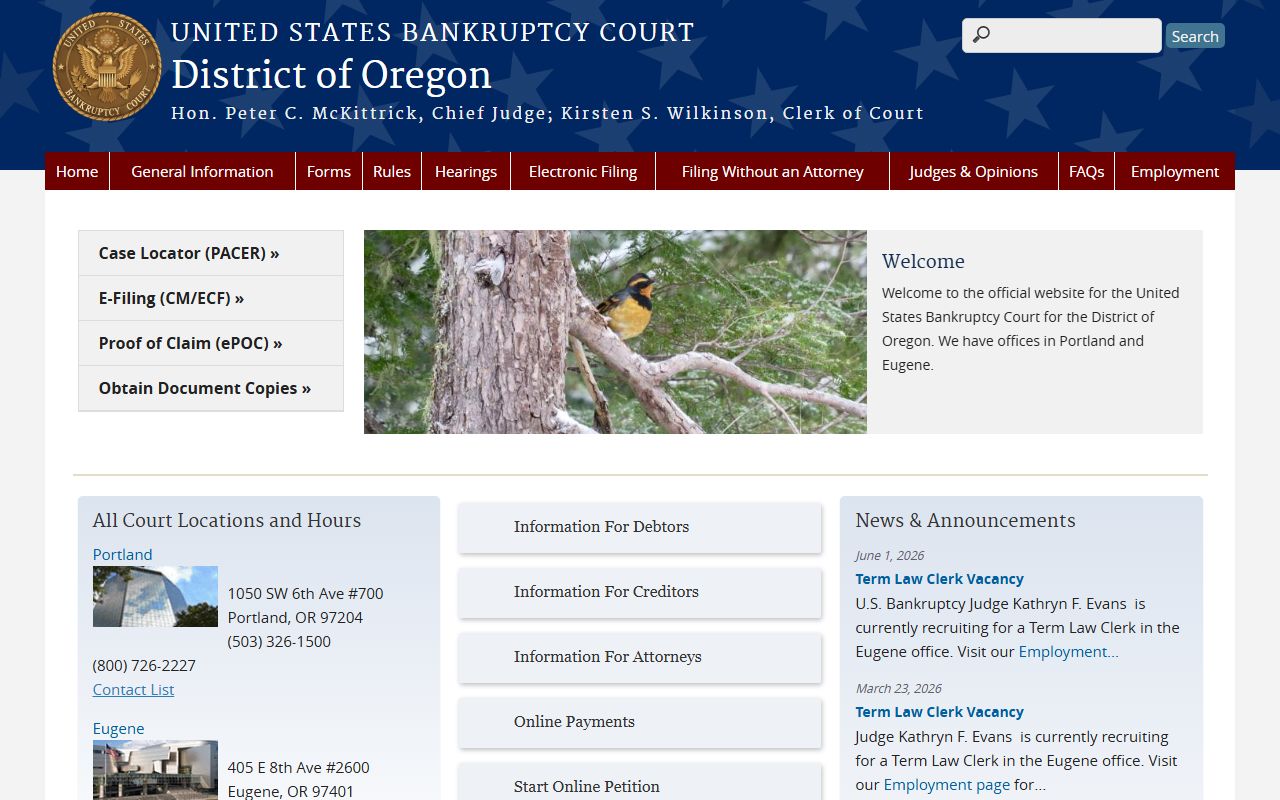 Yamhill County Circuit Court records and U.S. Bankruptcy Court District of Oregon access