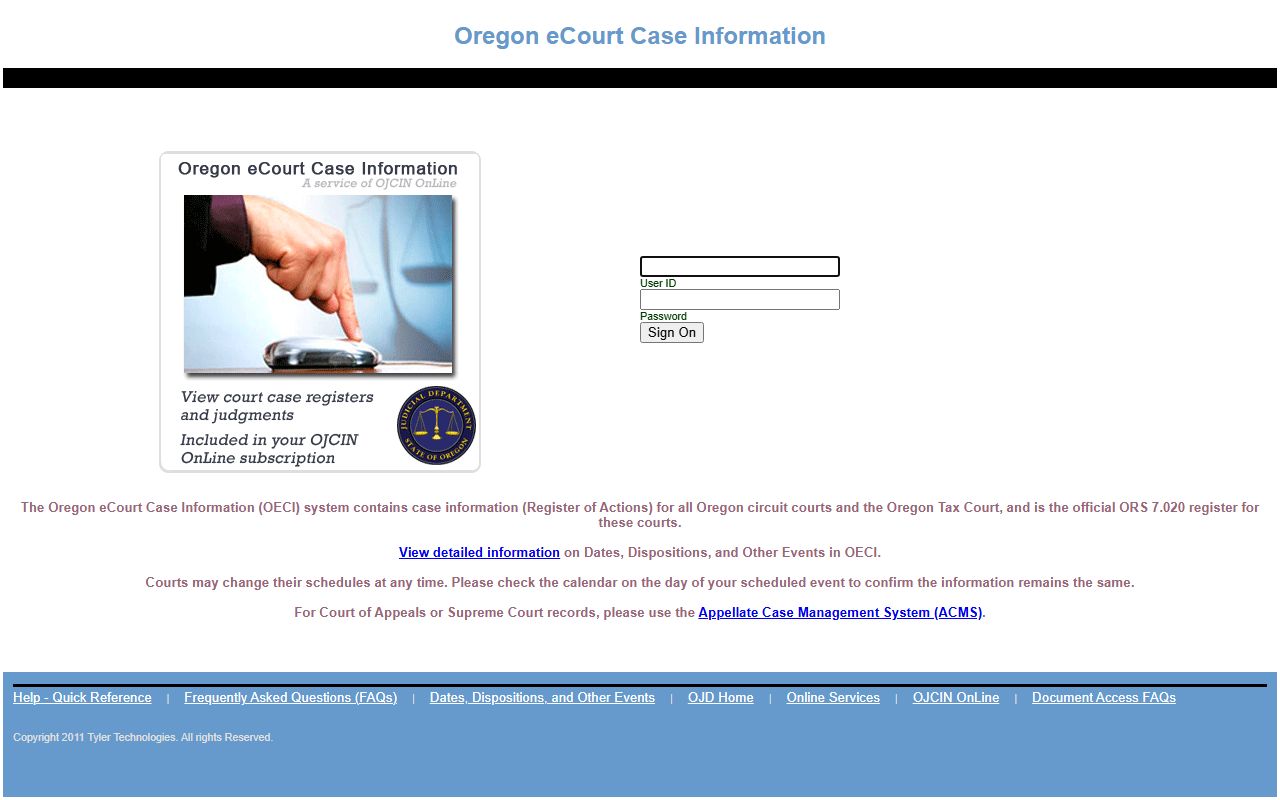 Yamhill County court records OECI and OJCIN login access