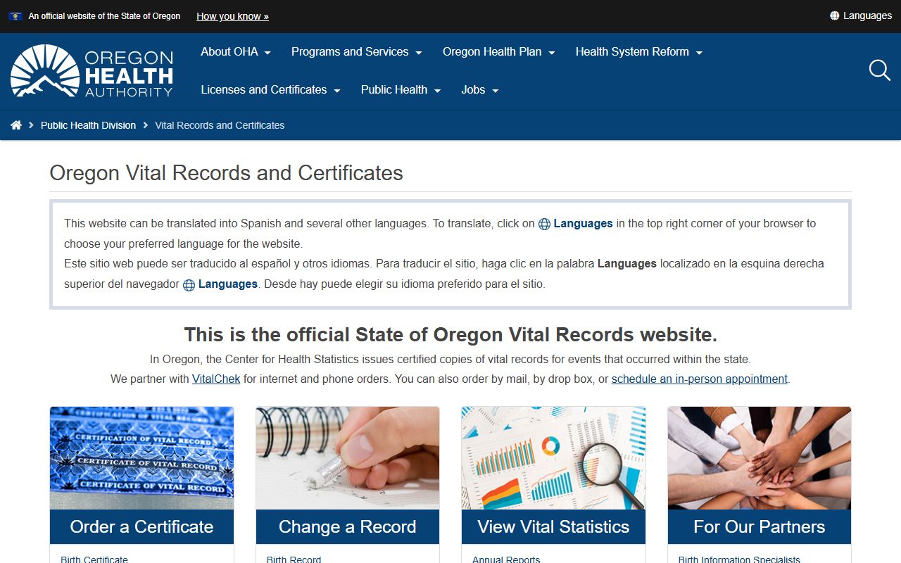 Oregon vital records page for Yamhill County divorce records and marriage certificates