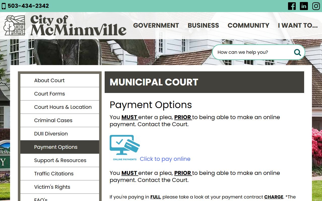 McMinnville Municipal Court payment options