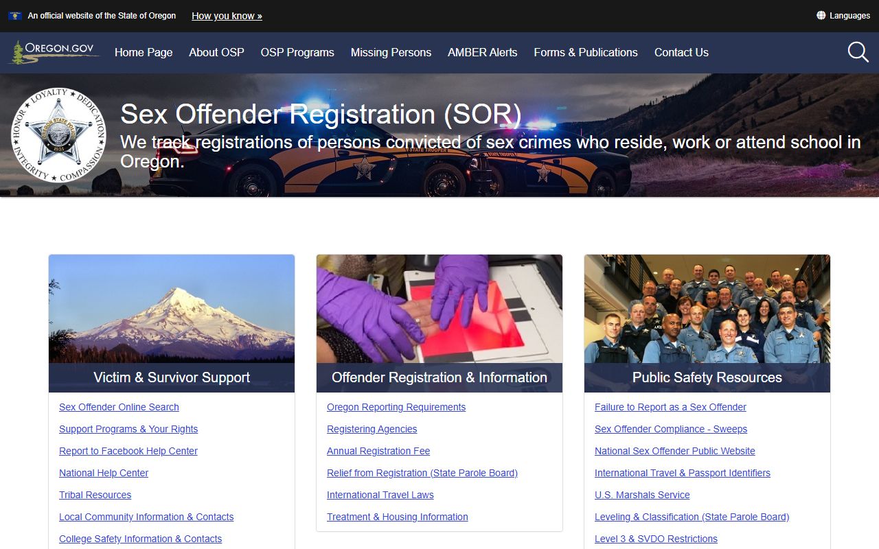 Yamhill County warrant search Oregon State Police registry distinction